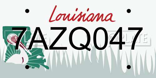 7AZQ047 Louisiana License Plate