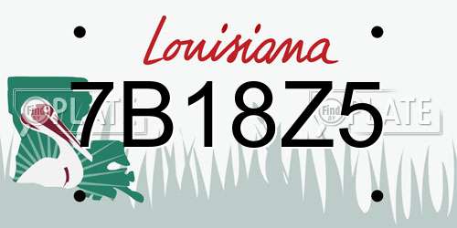7B18Z5 Louisiana License Plate