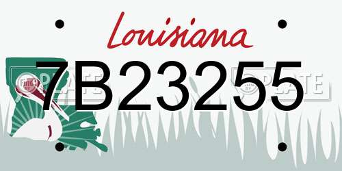 7B23255 Louisiana License Plate