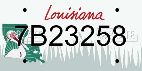 7B23258 Louisiana License Plate