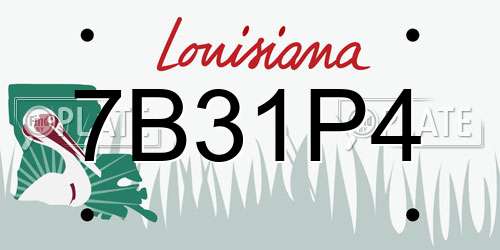 7B31P4 Louisiana License Plate