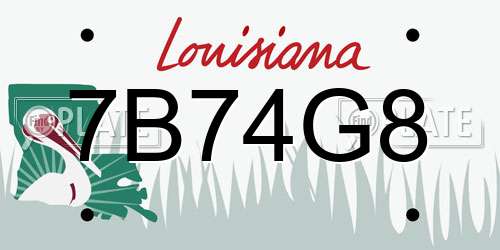 7B74G8 Louisiana License Plate