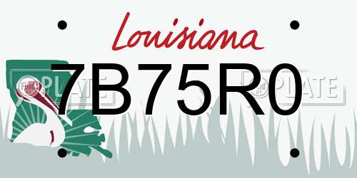 7B75R0 Louisiana License Plate