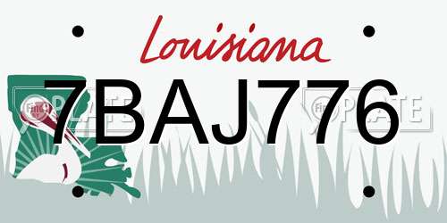 7BAJ776 Louisiana License Plate