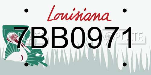 7BB0971 Louisiana License Plate