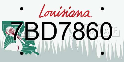 7BD7860 Louisiana License Plate