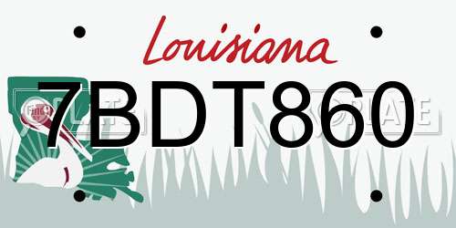 7BDT860 Louisiana License Plate