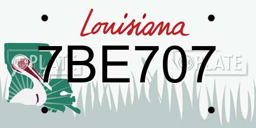 7BE707 Louisiana License Plate