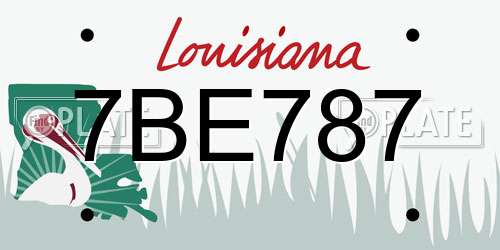 7BE787 Louisiana License Plate