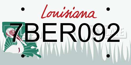 7BER092 Louisiana License Plate