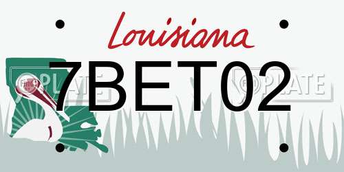 7BET02 Louisiana License Plate