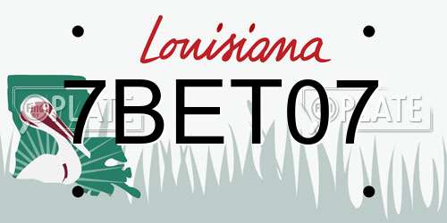 7BET07 Louisiana License Plate