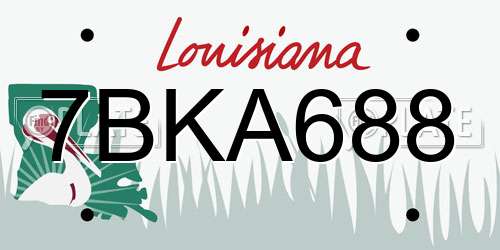 7BKA688 Louisiana License Plate