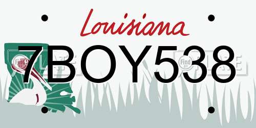 7BOY538 Louisiana License Plate