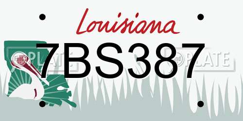 7BS387 Louisiana License Plate
