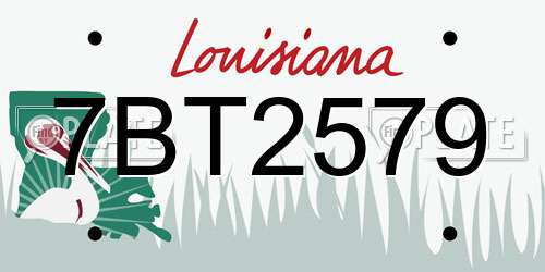 7BT2579 Louisiana License Plate