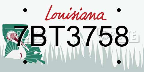 7BT3758 Louisiana License Plate