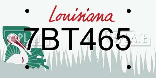 7BT465 Louisiana License Plate