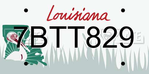 7BTT829 Louisiana License Plate