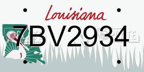 7BV2934 Louisiana License Plate