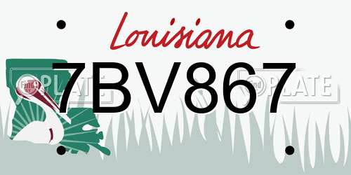 7BV867 Louisiana License Plate