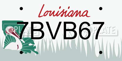 7BVB67 Louisiana License Plate