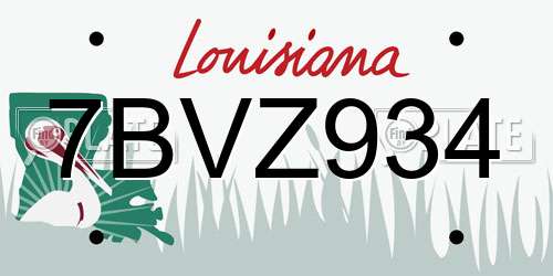 7BVZ934 Louisiana License Plate