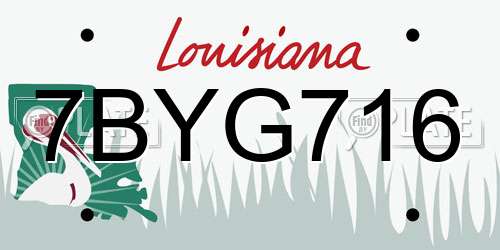 7BYG716 Louisiana License Plate
