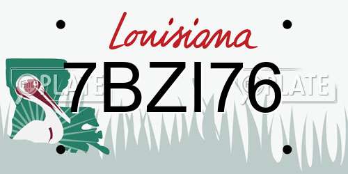 7BZI76 Louisiana License Plate