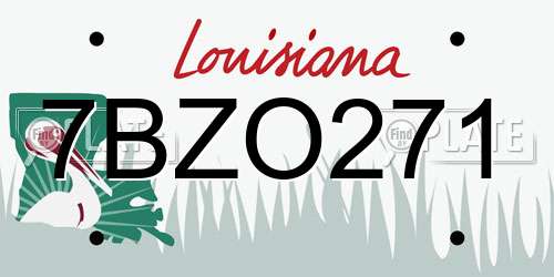 7BZO271 Louisiana License Plate