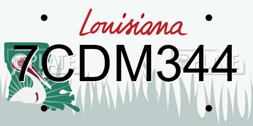 7CDM344 Louisiana License Plate