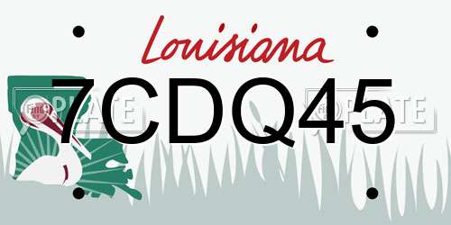 7CDQ45 Louisiana License Plate