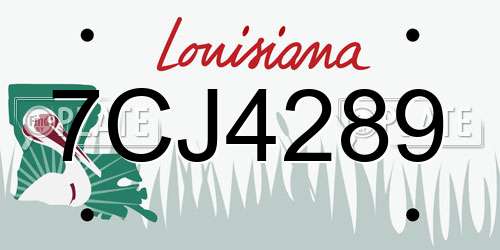 7CJ4289 Louisiana License Plate