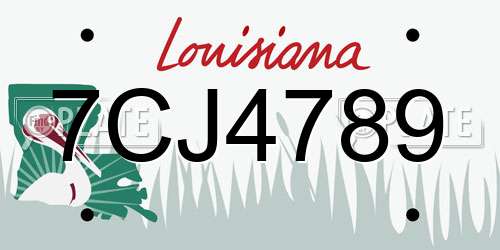 7CJ4789 Louisiana License Plate