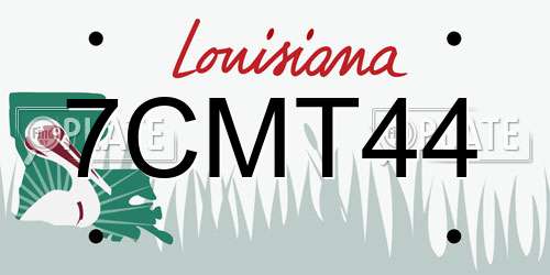 7CMT44 Louisiana License Plate