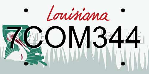 7COM344 Louisiana License Plate