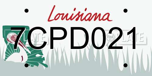 7CPD021 Louisiana License Plate