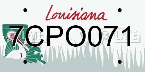 7CPO071 Louisiana License Plate