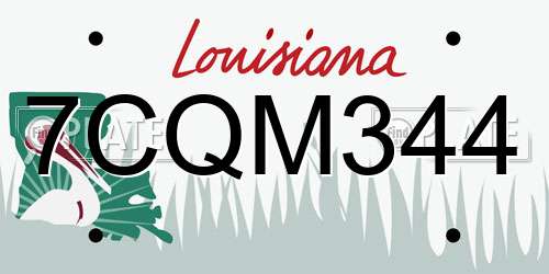 7CQM344 Louisiana License Plate