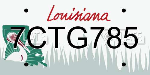 7CTG785 Louisiana License Plate