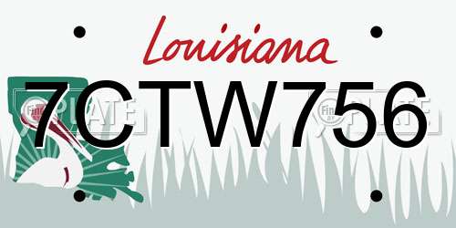 7CTW756 Louisiana License Plate