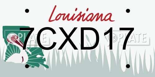 7CXD17 Louisiana License Plate