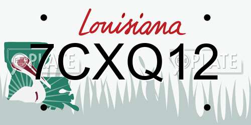 7CXQ12 Louisiana License Plate