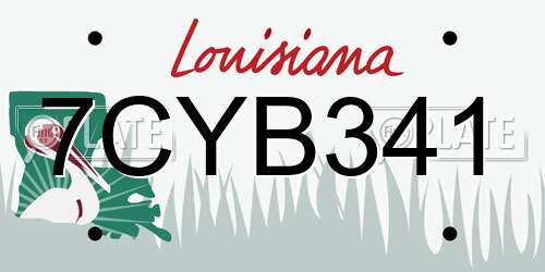 7CYB341 Louisiana License Plate