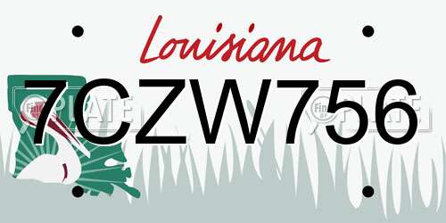 7CZW756 Louisiana License Plate