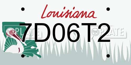 7D06T2 Louisiana License Plate