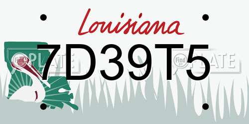 7D39T5 Louisiana License Plate