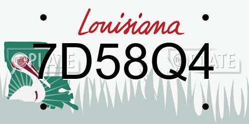 7D58Q4 Louisiana License Plate