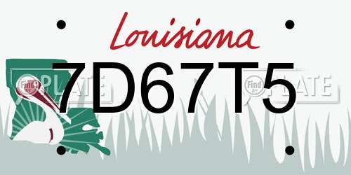 7D67T5 Louisiana License Plate