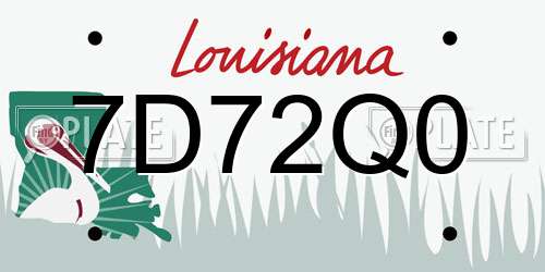 7D72Q0 Louisiana License Plate